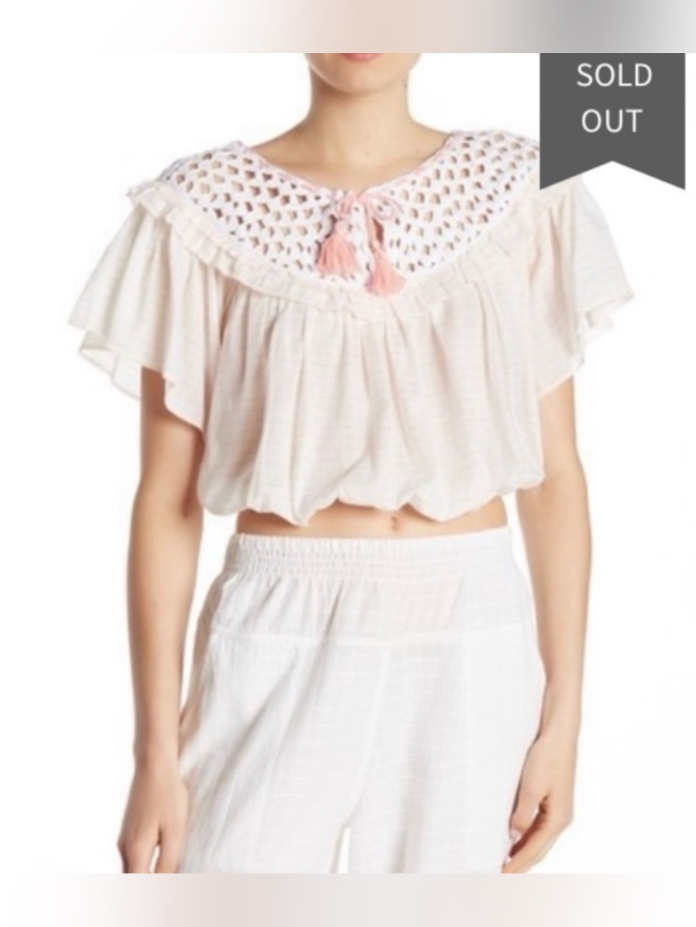 NWT Free People Crochet striped Boho Top - Picture 5 of 13